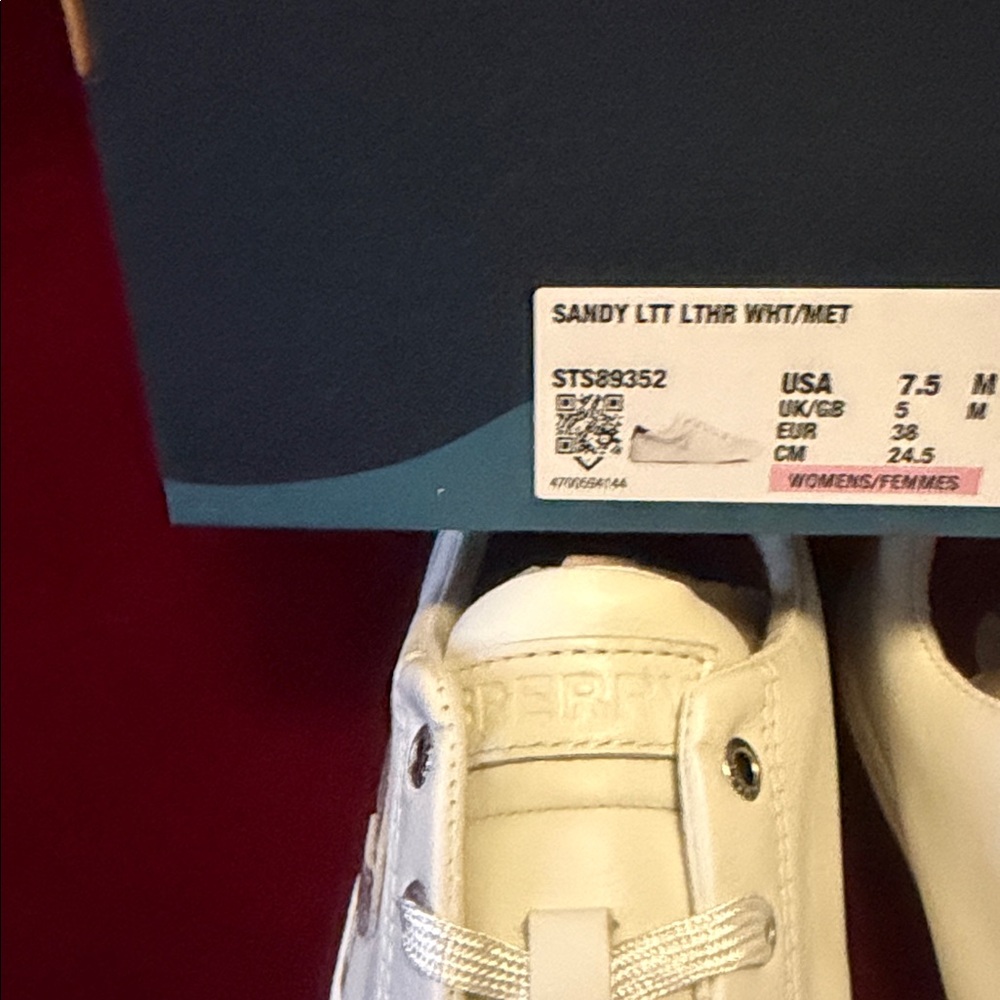 Sperry Sandy LTT Leather whit/metallic Women's White and Pink Sneakers NIB - Picture 3 of 7